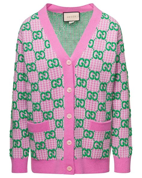 gucci cardigan pink and green|Gucci striped cardigan.